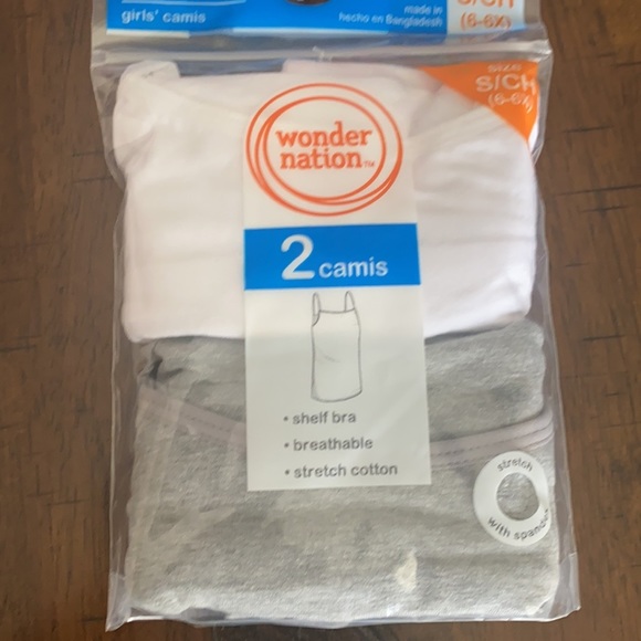 Girls' 100% Cotton Cami, 2 Pack - Picture 2 of 4